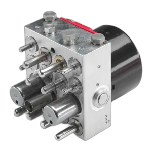 Grupo hidráulico de un módulo ABS con sus electroválvulas
