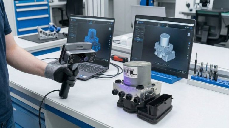 Scansione 3D di un modulo ABS per l'ingegneria inversa